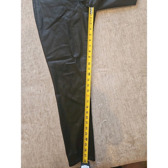 Express Jeans Metallic High Waisted Faux Leather Skinny Pants Brass Color, 10R - Picture 10 of 12